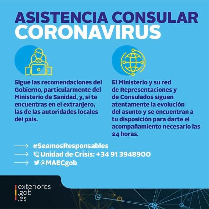 Asistencia consular en el extranjero para españoles +34 913948900 unidaddecrisis@maec.es